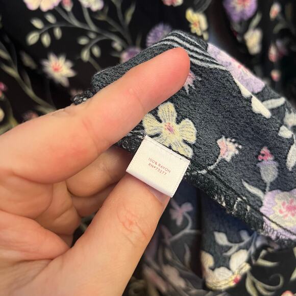 LC Lauren Conrad Boho Floral Bell Sleeve Blouse Medium Ruffle Flutter Sleeve - Picture 7 of 12